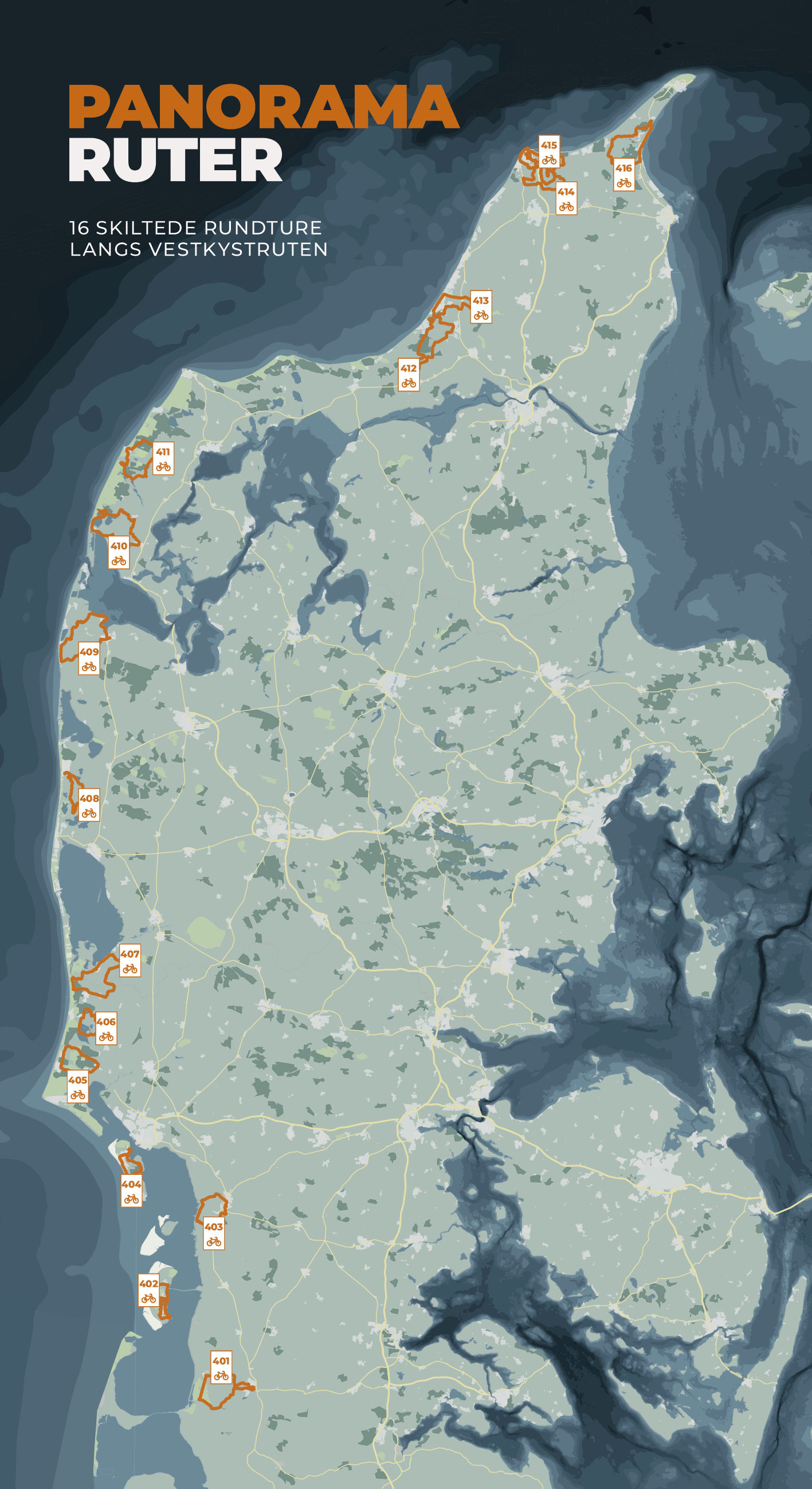 Et kort over Vestkystruten - panoramaruter