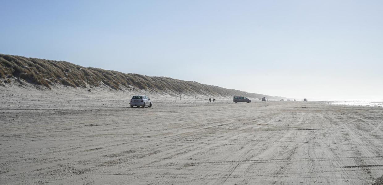 Drive on the beach in Denmark at Vejers Strand at the danish west coast